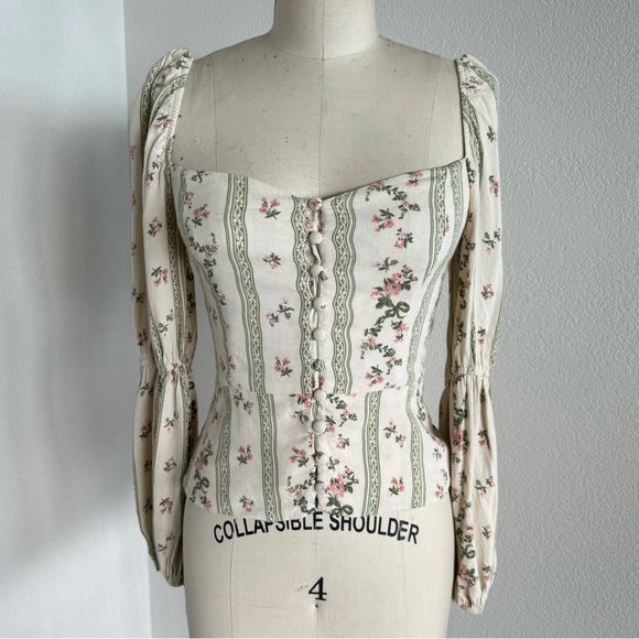 Reformation Cera Puff Sleeve Long Sleeve Top Size 4 - Picture 5 of 9